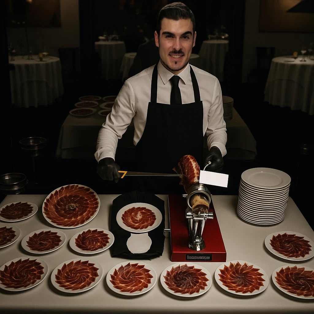 arte de cortar jamón por Anthony Gallardo de Arte y Cuchillo y el mejor cortador de Jamón en España