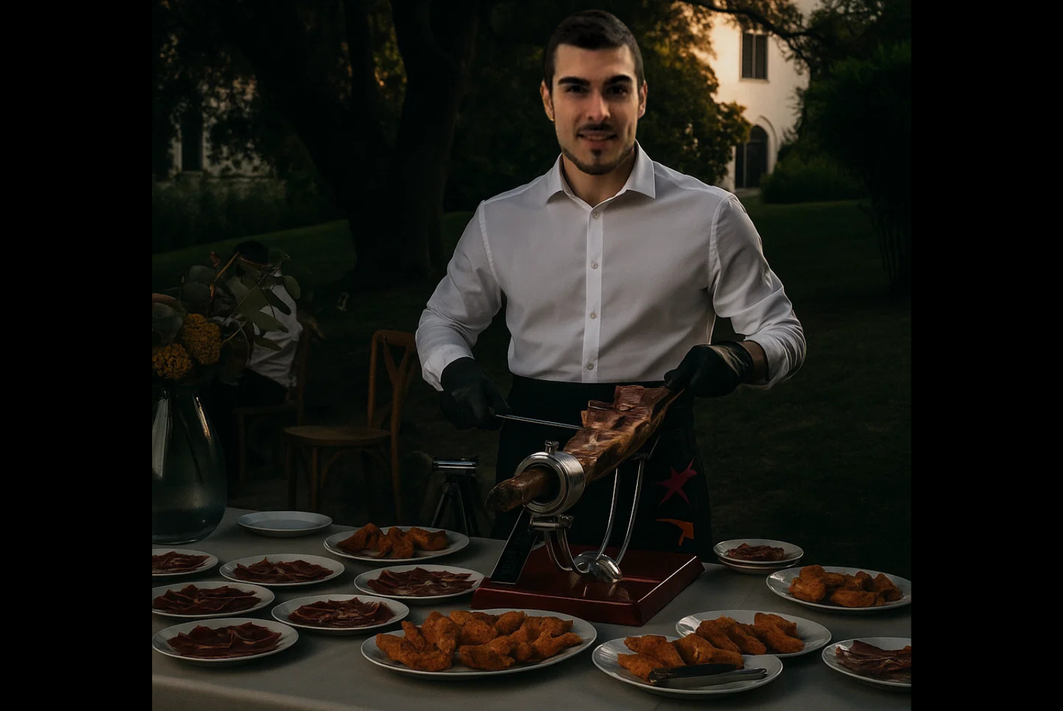 Anthony Gallardo maestro fundador de arte y cuchillo de Arte de cortar jamón y el mejor cortador de Jamón en Cataluña