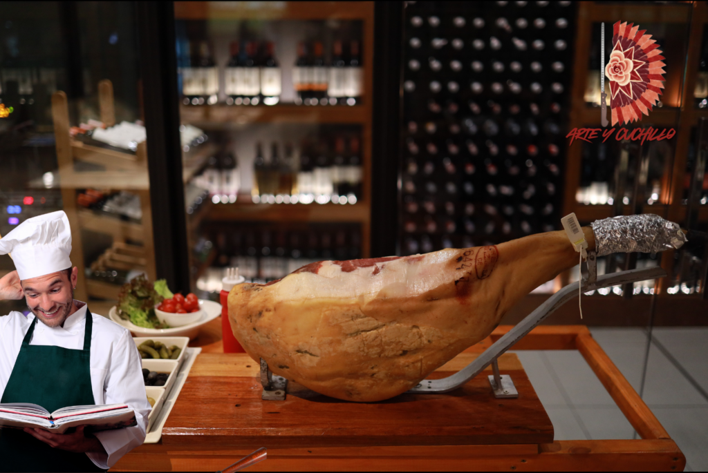 errores al cortar jamón posición incorrecta arte y cuchillo