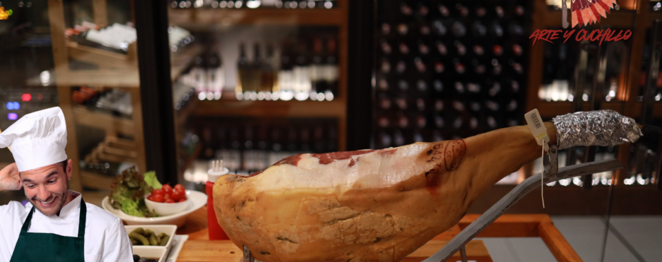 errores al cortar jamón posición incorrecta arte y cuchillo